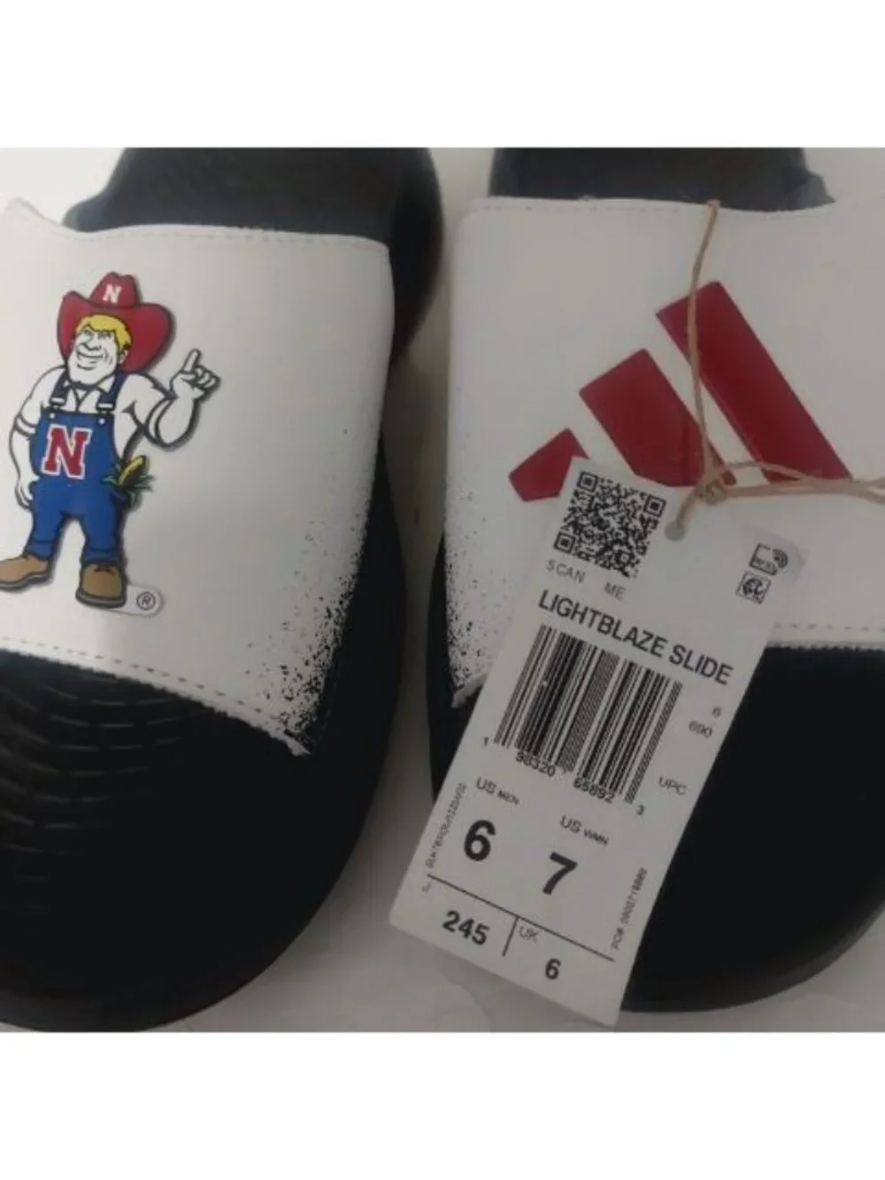 NU Adidas Lightblaze Slide Sandals Mens Size 6 Womens 7 Nebraska Cornhuskers NWT